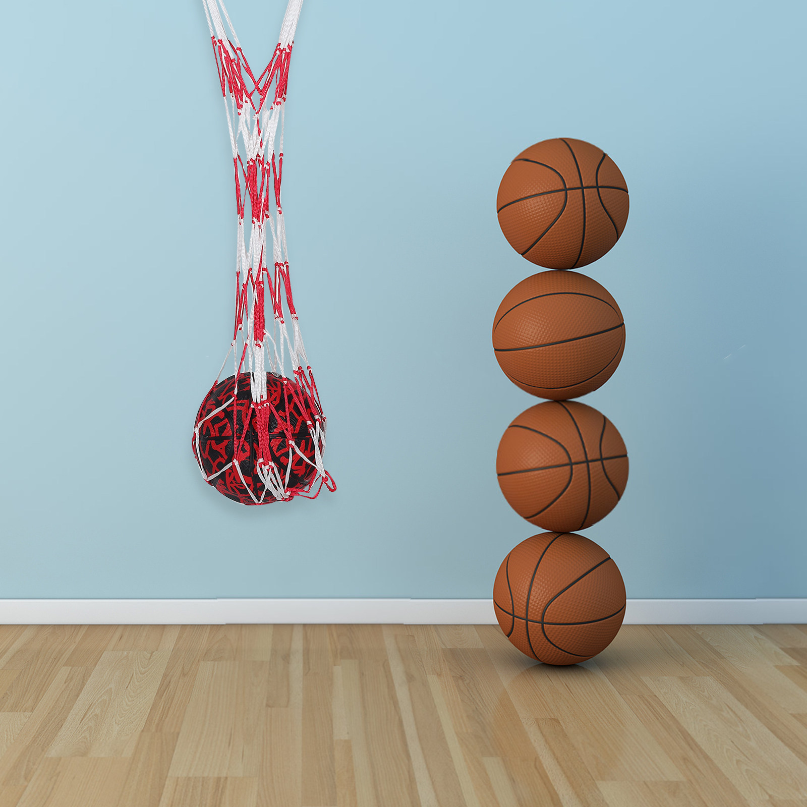 Gym Ball - 持ち運び可能なメッシュ製スポーツボールバッグ。バスケットボール、サッカーボール、フットボールなどを収納・整理できる。ストラップ付きで、ジムや屋外での使用に最適。