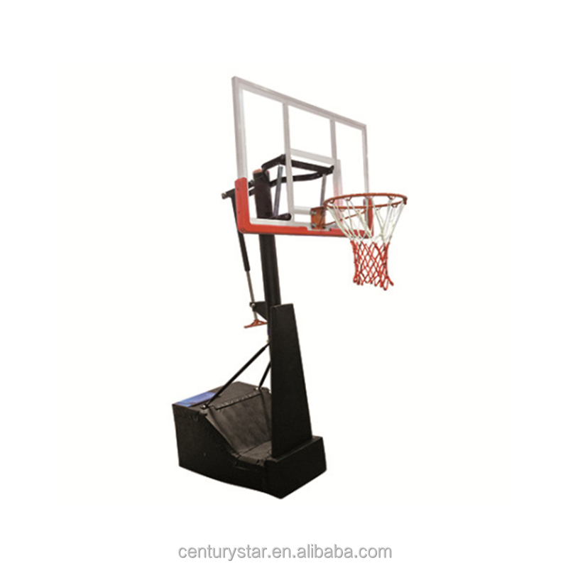 Basketball Hoop - 高品質強化ガラス製バックボード付き埋め込み式バスケットボールスタンド、調整可能なフープ、耐候性ナイロンネット、スチールフレーム