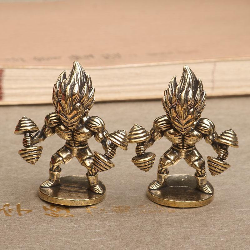 Dumbbell Set - 5cmドラゴンボールフィギュア 超サイヤ人ベジータ フィットネスダンベル 真鍮製オーナメント 漫画アニメキャラクター 風景モデル装飾