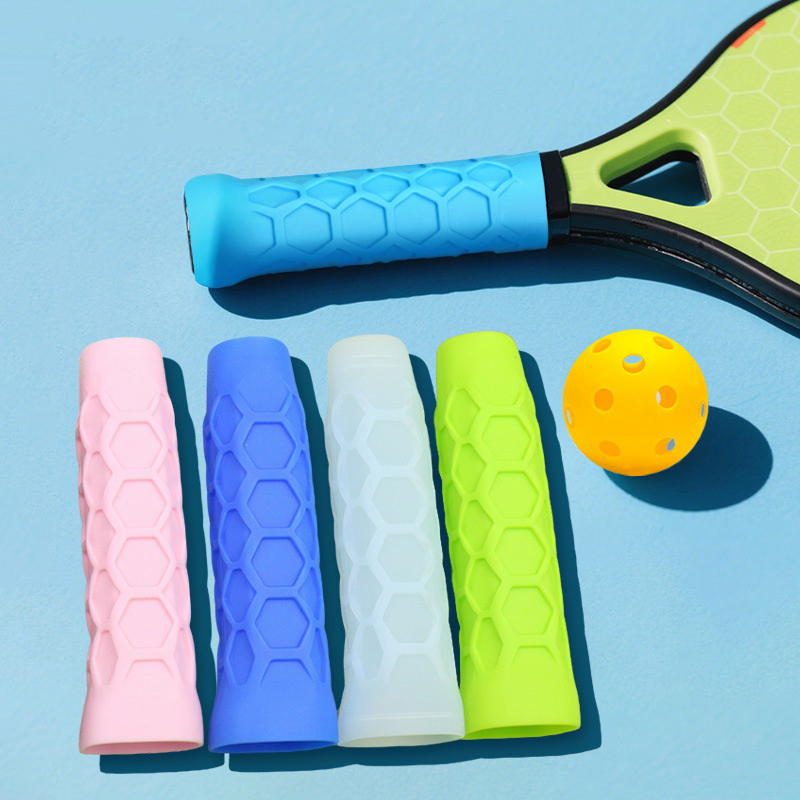 Tennis Racket - 1pc 衝撃吸収スリーブと滑り止めシリコングリップ再利用可能なシリコンラケットグリップスリーブテニスラケット用