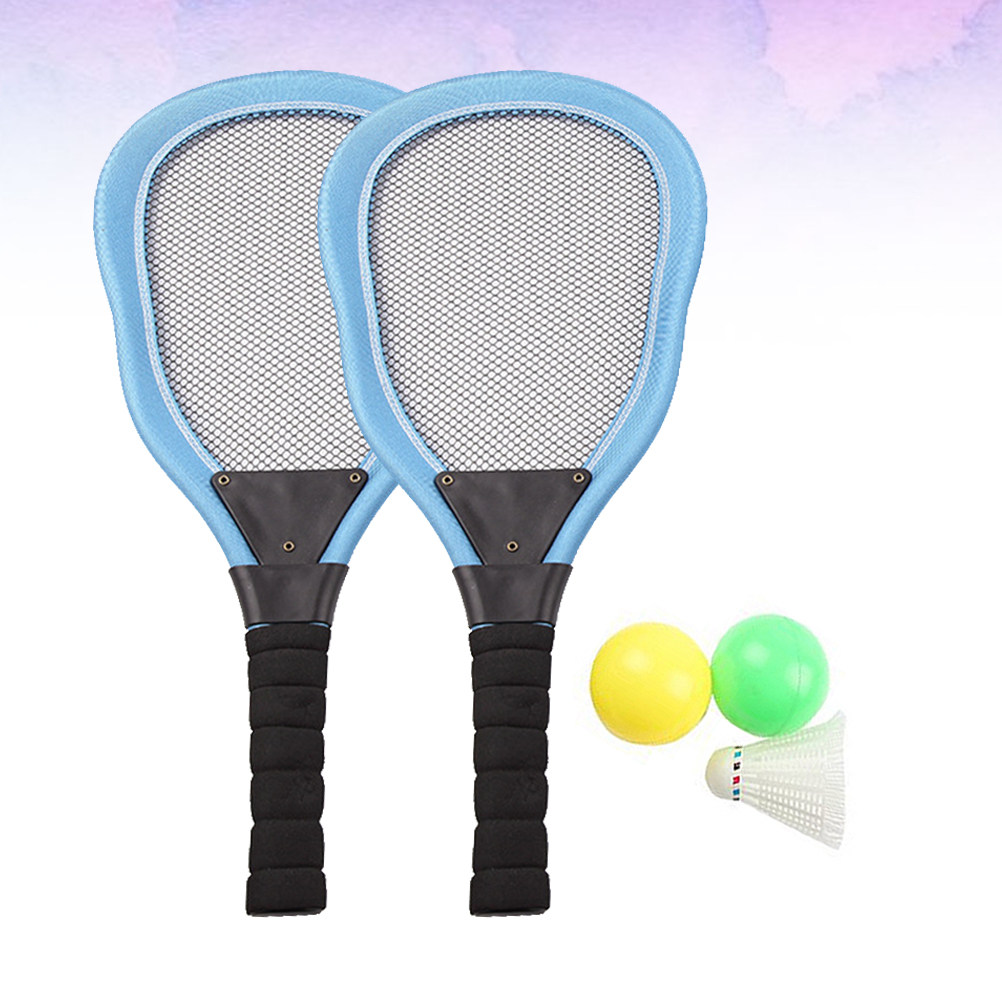 Badminton Racket - 子供向けビーチラケット5本セット。高品質な布製ラケットと、バドミントンボールとボールプールボールのコンボ。握りやすいサイズで、男の子にも女の子にも最適。夏の遊びにぴったり。