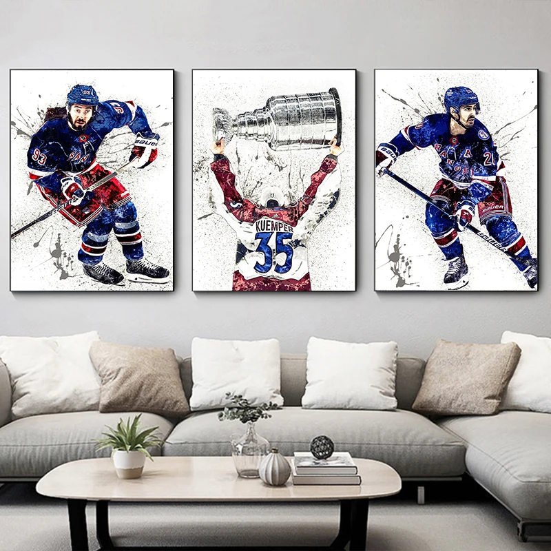 抽象的なアイスホッケーの絵,スポーツ選手のポスター,家の装飾 - Sports Equipment Poster のレビューと価格