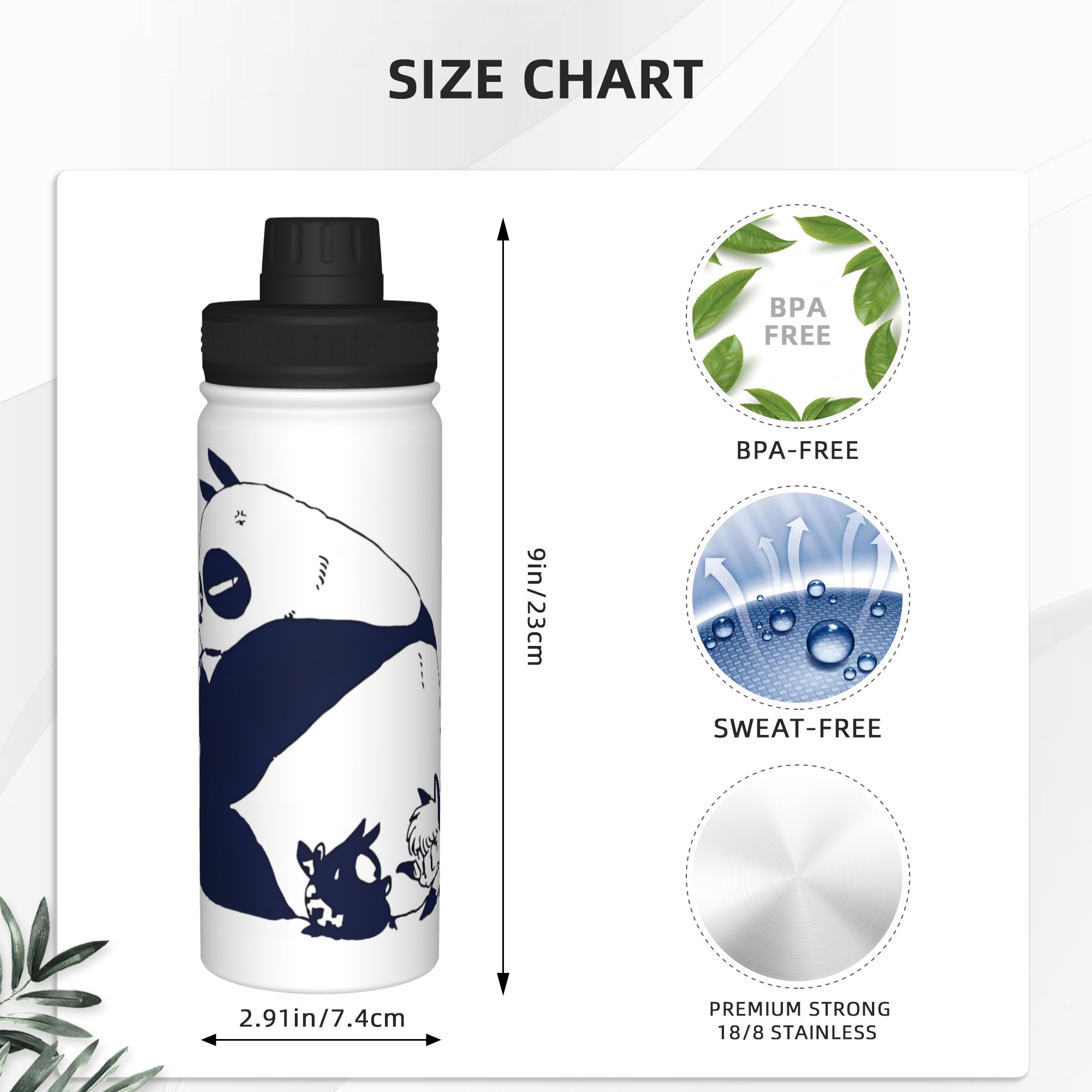 ランマ1/2、日本のアニメ「パンダ」をモチーフにした18オン - Sports Water Bottle Insulated のレビューと価格
