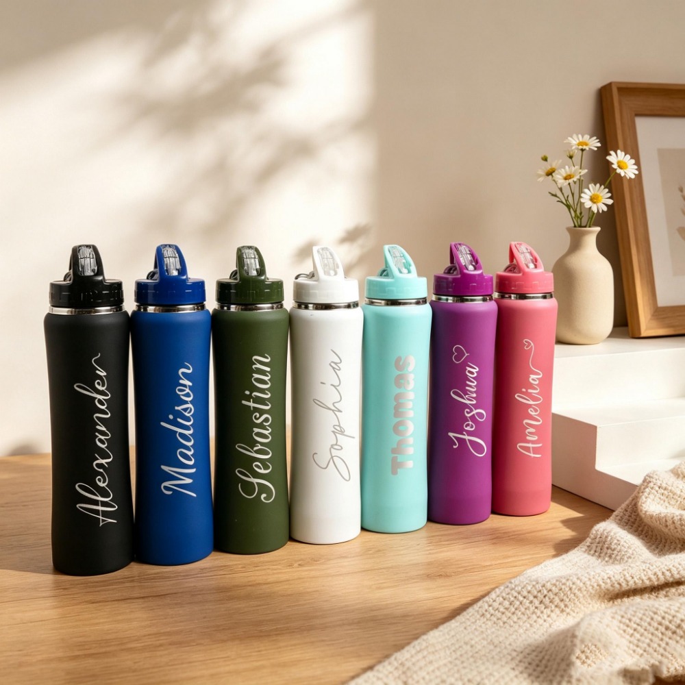 1. 名前入りサッカー柄ステンレス製水筒（ストロー付き）、パ - Sports Water Bottle Insulated のレビューと価格