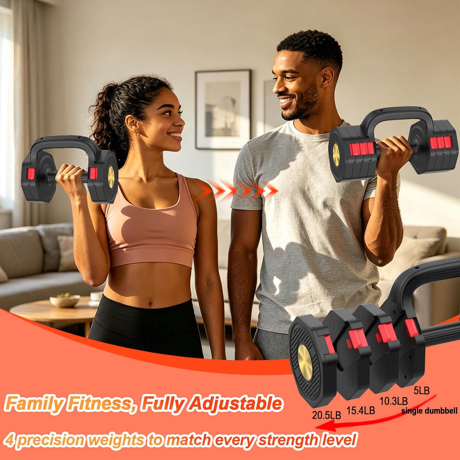 調整可能なダンベルセット 5～20.5ポンド（各個）、ホーム - Dumbbell Set のレビューと価格